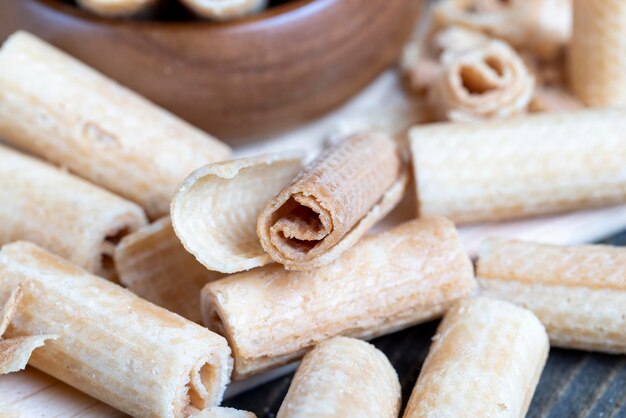 Waffle tubes made of wheat flour