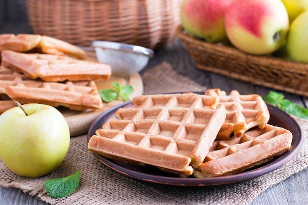 waffle with apples vintage style