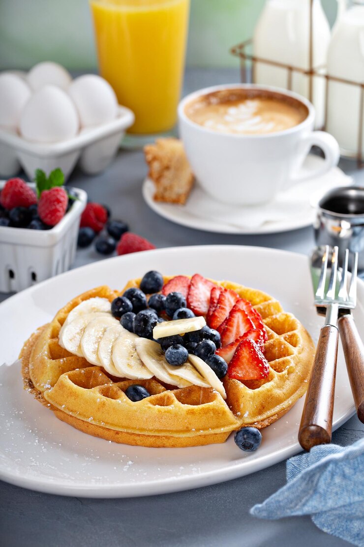 Photo waffle with fresh fruit