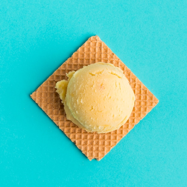 Photo waffle with ice cream ball