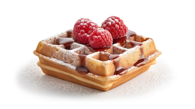 a waffle with raspberries on it