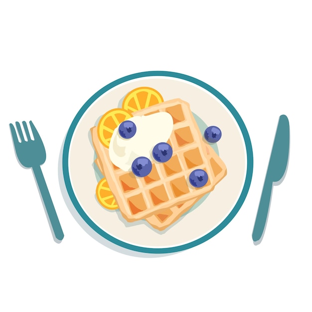 Photo waffles blueberries