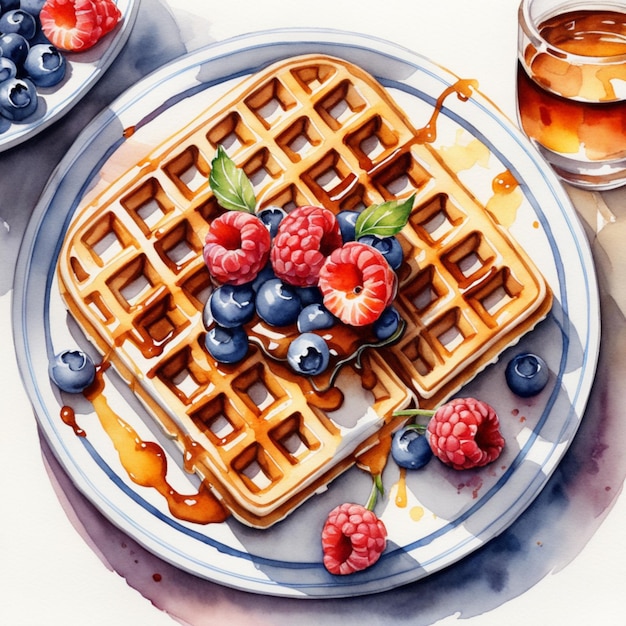 Waffles decorated nicely on plate