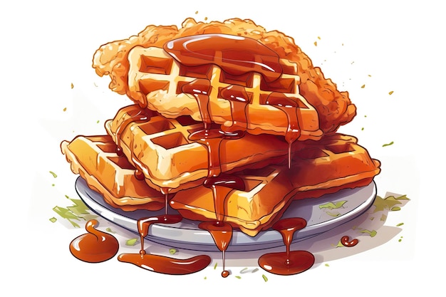 Waffles illustration Food illustration Generative AI