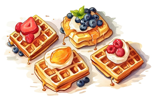 Photo waffles illustration food illustration generative ai