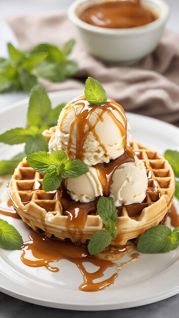 Waffles pancake ice cream