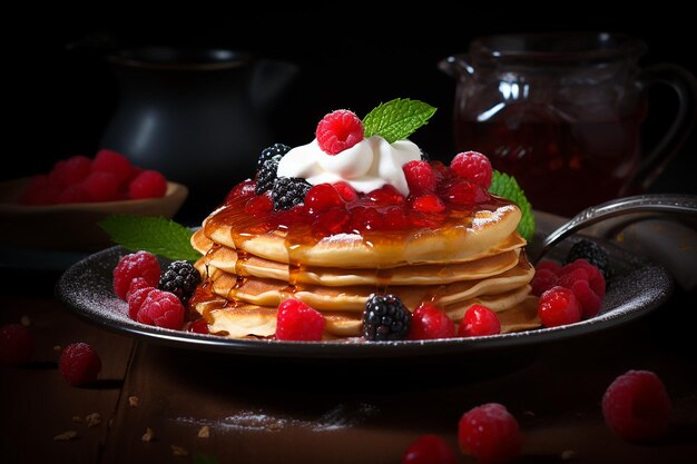 Foto waffle su piatto con forchetta fotografia alimentare