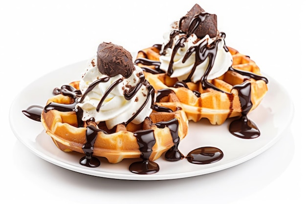 Waffles whipped cream object Pastry cooking Generate Ai