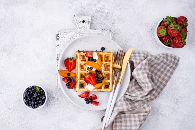 Waffles with berries and fruit