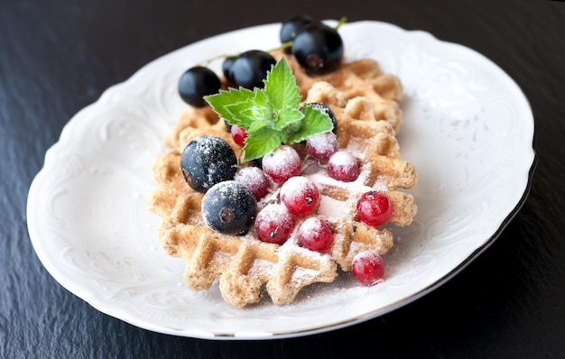 Waffles with berries