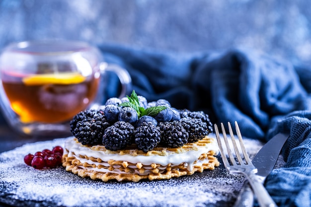 Waffles with blueberries