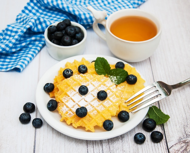 Waffles with blueberries