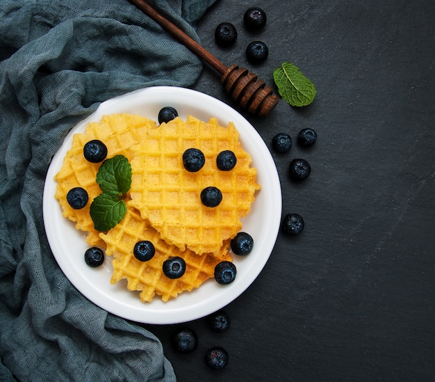 Waffles with blueberries