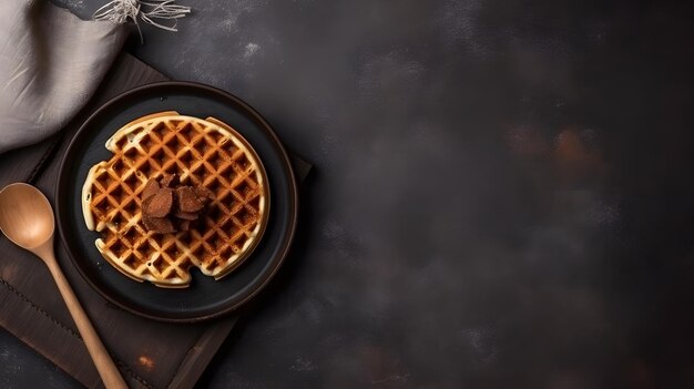 Waffles with chocolate on a plate