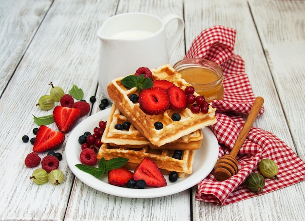 Waffles with fresh berries