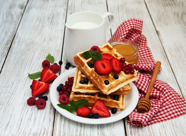 Waffles with fresh berries