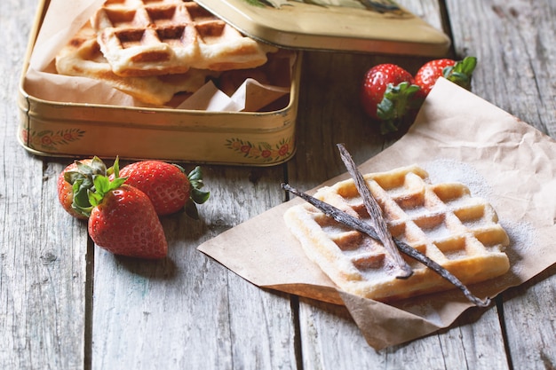 Waffles with strawberries