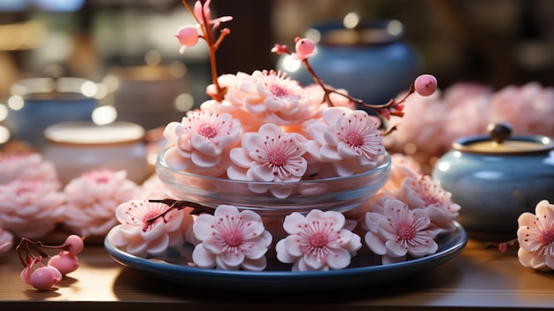 Wagashi a traditional Japanese sweets Generative AI