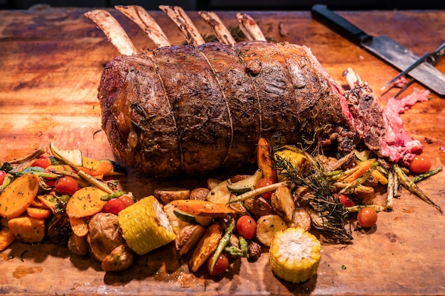 Photo wagyu beef roast prime rib