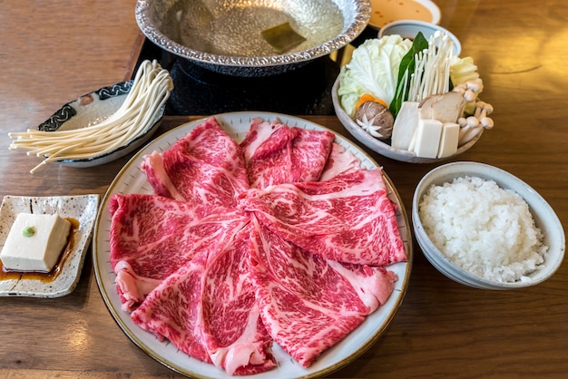 Wagyu beef shabu hot potenset