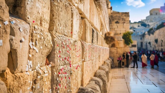 Foto il muro dei lamento o muro occidentale nella vecchia città di gerusalemme