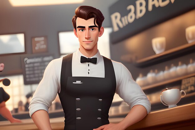 waiter handsome barista working