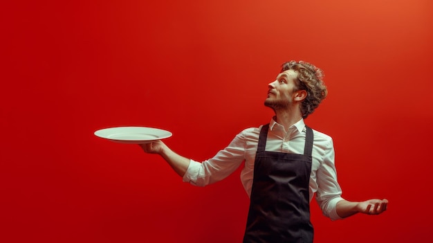 A Waiter Holding a Plate