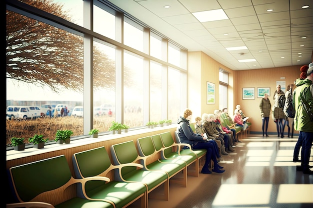 Waiting room for patients and visitors in hospital reception