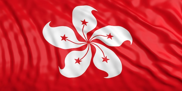 Waiving hong kong flag 3d illustration