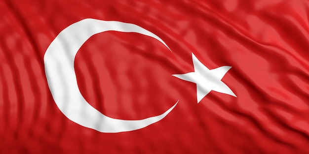 Waiving turkey flag 3d illustration