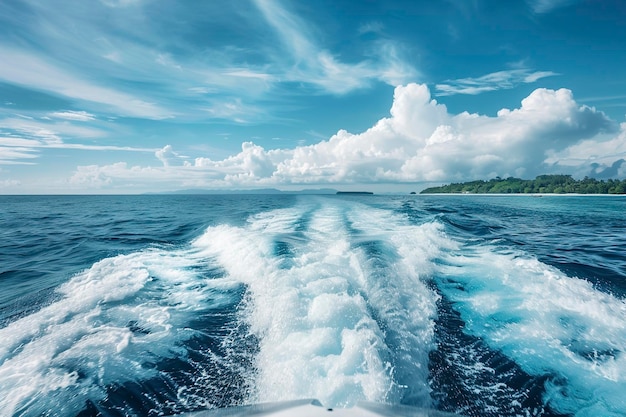 Wake of Boats in the Ocean