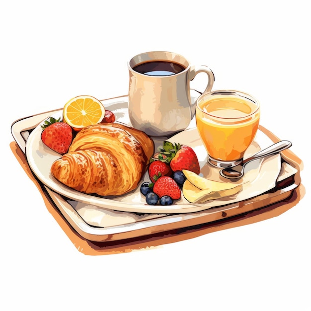Foto svegliati con un delizioso vassoio clip art ispirazione per la colazione a letto