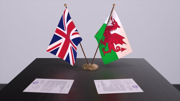 Wales en Britse vlag Politiek concept partnerovereenkomst tussen landen Partnerschapsovereenkomst