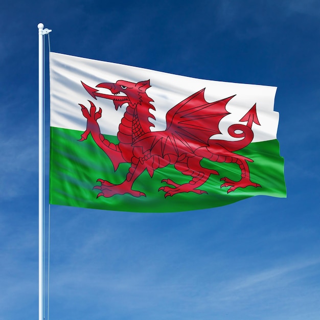 Флаг Уэльса на флагштоке