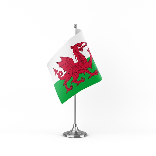 Wales Flag Front View In White Background