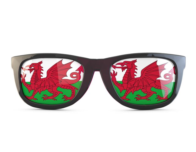 Wales flag sunglasses 3D Rendering