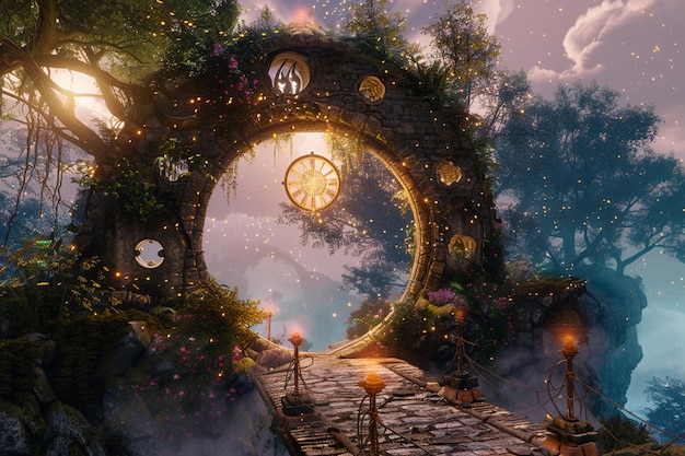 Walk across the Dreamlink Arch a bridge of dawn th generative ai