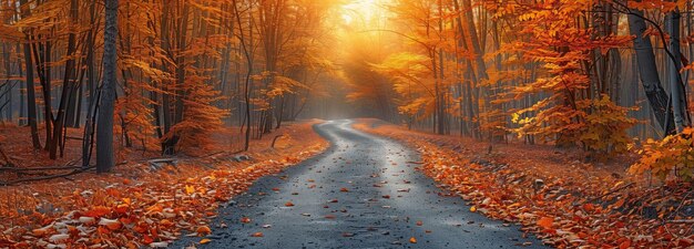 Foto camminare lungo il sentiero attraverso il concetto naturale di una foresta autunnale o fare un giro attraverso un parco paesaggistico naturale con panorami pittoreschi di alberi verdi