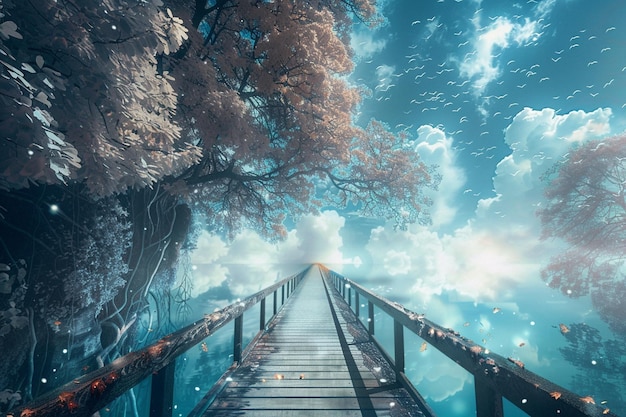 Foto cammina sul parallel dreams span un ponte che attraversa l'ai generativo