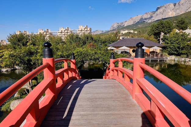 A walk in the park near the Black Sea coast. Crimea, Yalta. Vacation at the recreation center.