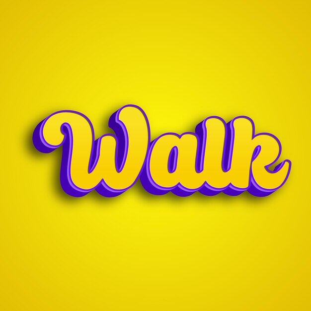 Walk typography 3d design yellow pink white background photo jpg