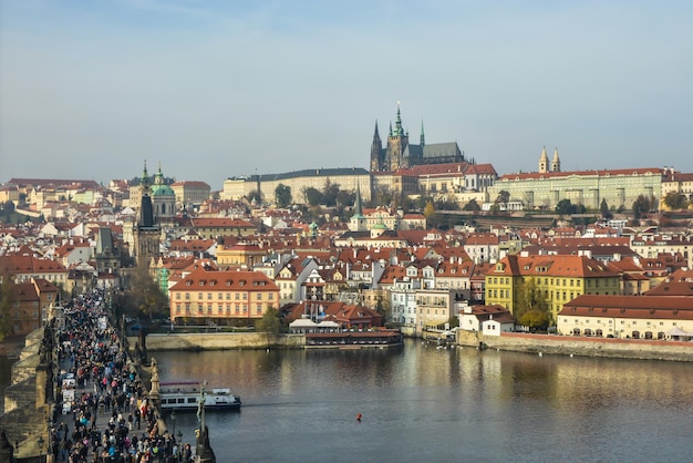 Walking in autumn Prague