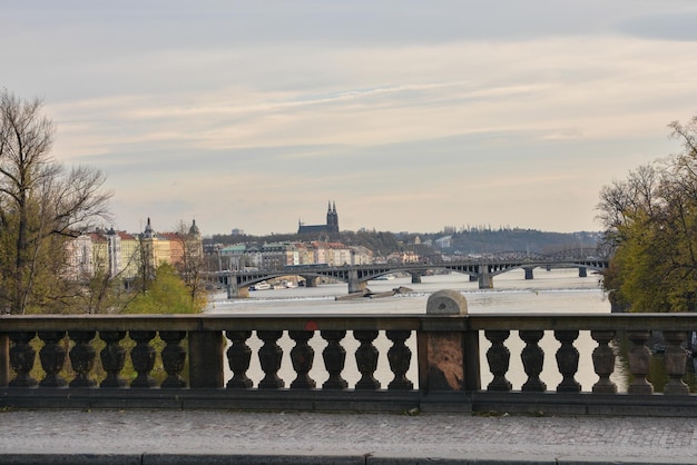 Walking in autumn Prague