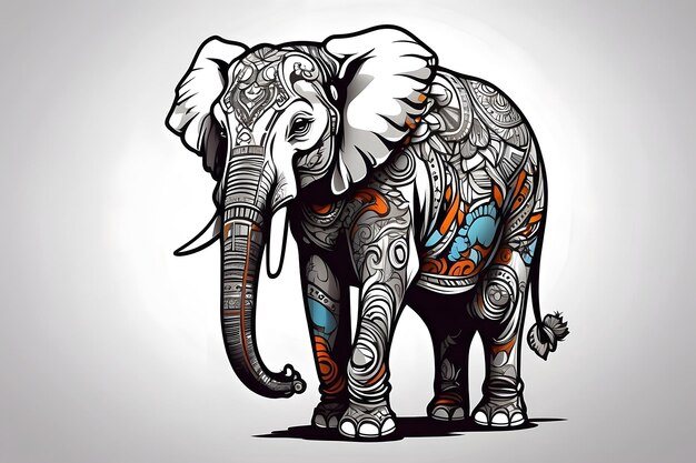 Walking elephant in a wildlife illustration