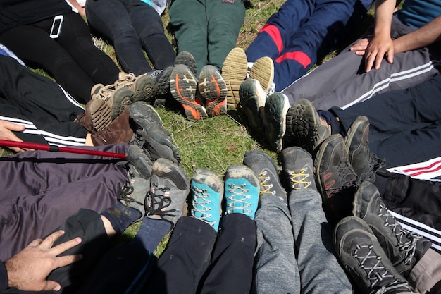 walking group feet