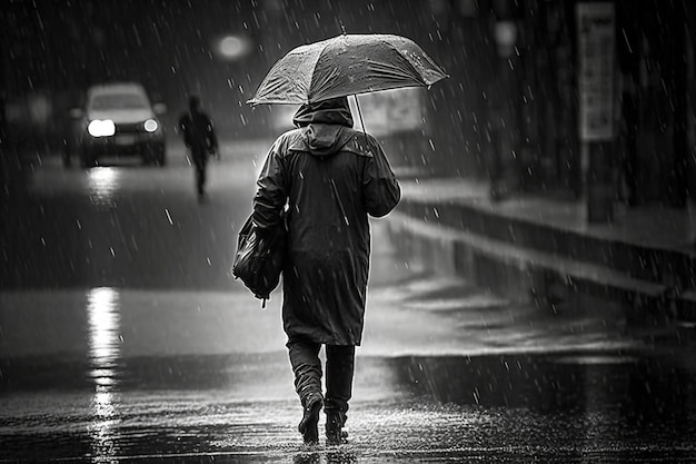 Фото Прогулка под дождем люди с зонтом сгенерированы искусственным интеллектом