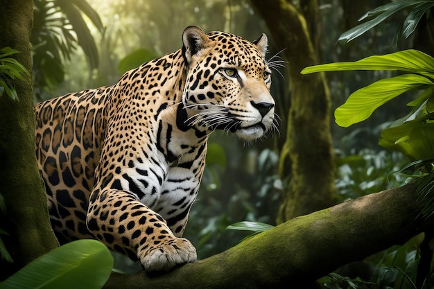 Walking Jaguar in Belize Nature generative ai