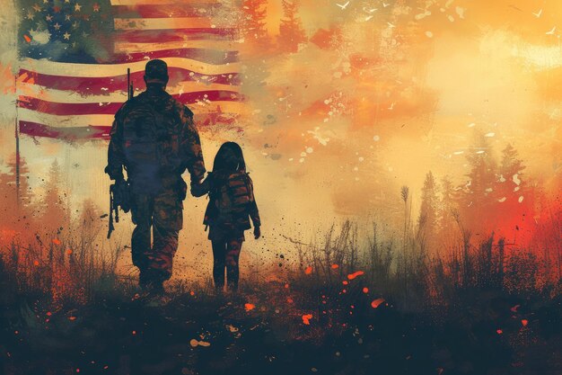 Photo walking memories veteran and daughter cherish flag