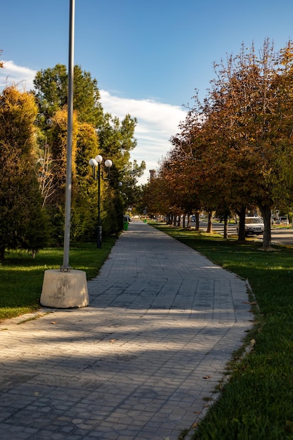 walking Parkway in the streets of Samarkand in autumn