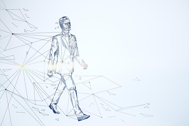 Walking polygonal businessman